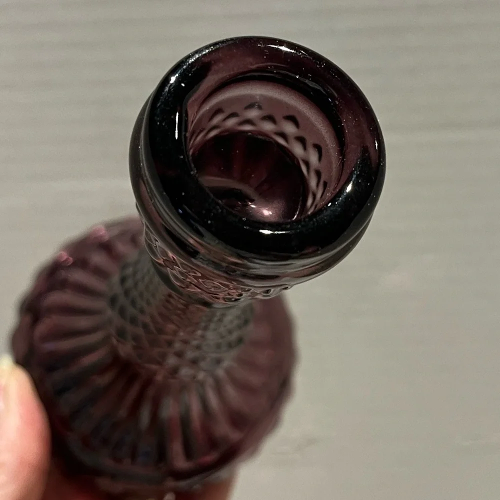 Vintage Purple / Cranberry Pressed Glass Candlesticks – Pair